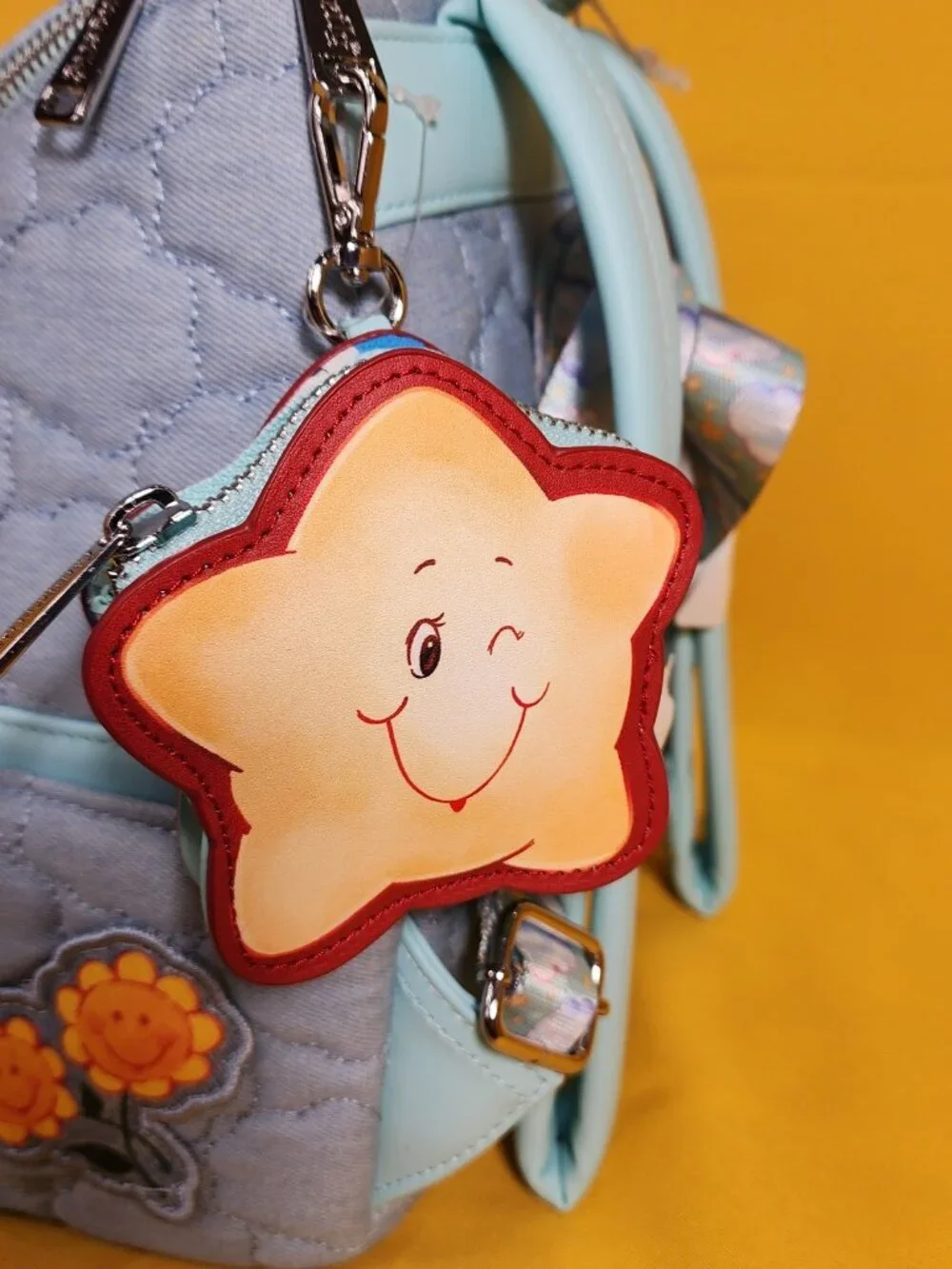 Loungefly Care Bears x Sesame Street Denim Quilted Mini Backpack with Coin Purse